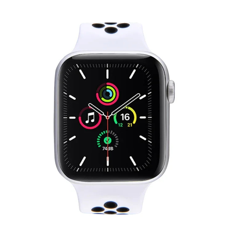 Dây đồng hồ silicone co giãn cho Apple Watch Series 6 & SE & 5 & 4 40mm / 3 & 2 & 1 38mm, Chiều dài: 160mm, 160mm (Trắng Đen), 160mm (Đen), 160mm (Đen Vàng), 160mm (Đen Xám), 160mm (Đỏ Đen), 160mm (Đen Trắng), 160mm (Đen Đỏ)