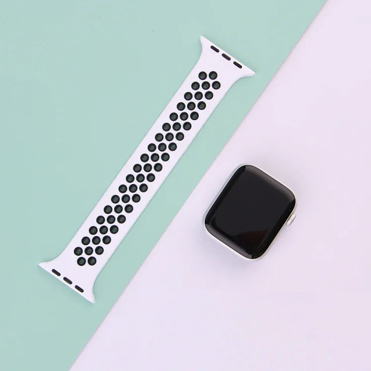 Dây đồng hồ silicone co giãn cho Apple Watch Series 6 & SE & 5 & 4 40mm / 3 & 2 & 1 38mm, Chiều dài: 160mm, 160mm (Trắng Đen), 160mm (Đen), 160mm (Đen Vàng), 160mm (Đen Xám), 160mm (Đỏ Đen), 160mm (Đen Trắng), 160mm (Đen Đỏ)