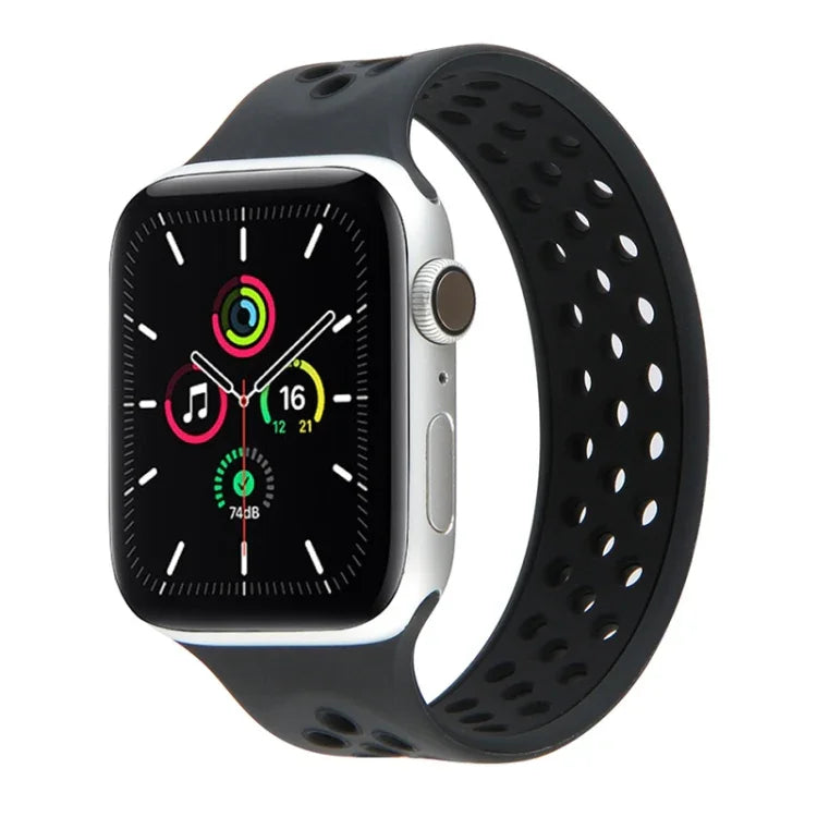 Dây đồng hồ silicone co giãn cho Apple Watch Series 6 & SE & 5 & 4 40mm / 3 & 2 & 1 38mm, Chiều dài: 160mm, 160mm (Trắng Đen), 160mm (Đen), 160mm (Đen Vàng), 160mm (Đen Xám), 160mm (Đỏ Đen), 160mm (Đen Trắng), 160mm (Đen Đỏ)