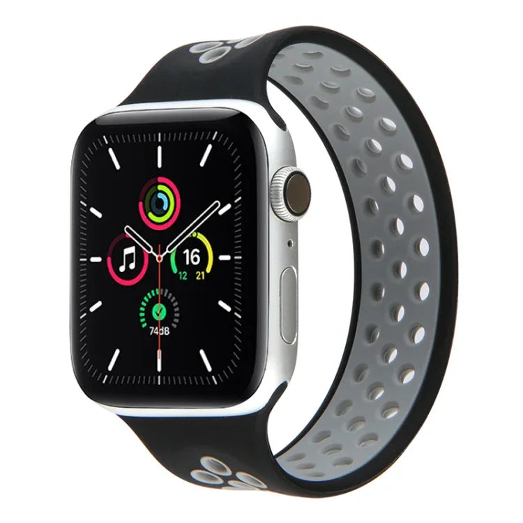 Dây đồng hồ silicone co giãn cho Apple Watch Series 6 & SE & 5 & 4 40mm / 3 & 2 & 1 38mm, Chiều dài: 160mm, 160mm (Trắng Đen), 160mm (Đen), 160mm (Đen Vàng), 160mm (Đen Xám), 160mm (Đỏ Đen), 160mm (Đen Trắng), 160mm (Đen Đỏ)