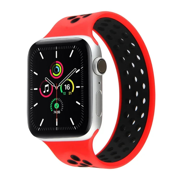 Dây đồng hồ silicone co giãn cho Apple Watch Series 6 & SE & 5 & 4 40mm / 3 & 2 & 1 38mm, Chiều dài: 160mm, 160mm (Trắng Đen), 160mm (Đen), 160mm (Đen Vàng), 160mm (Đen Xám), 160mm (Đỏ Đen), 160mm (Đen Trắng), 160mm (Đen Đỏ)