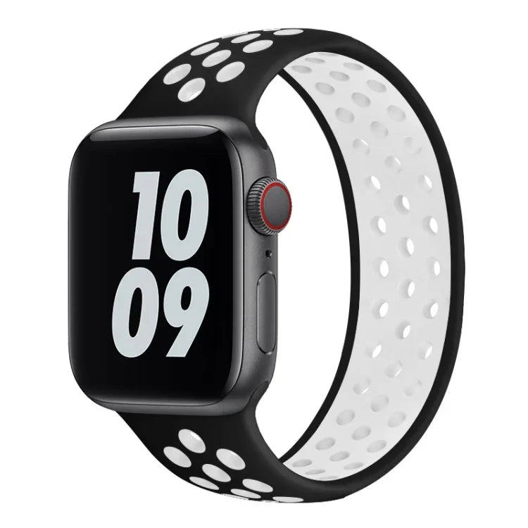 Dây đồng hồ silicone co giãn cho Apple Watch Series 6 & SE & 5 & 4 40mm / 3 & 2 & 1 38mm, Chiều dài: 160mm, 160mm (Trắng Đen), 160mm (Đen), 160mm (Đen Vàng), 160mm (Đen Xám), 160mm (Đỏ Đen), 160mm (Đen Trắng), 160mm (Đen Đỏ)