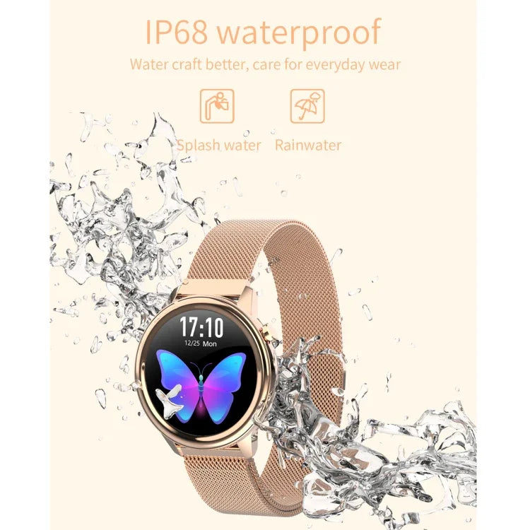 Đồng hồ thông minh nữ chống nước IP68 màn hình màu TFT 1.3 inch F80, Hỗ trợ đo nhiệt độ cơ thể / đo huyết áp / nhắc chu kỳ kinh nguyệt