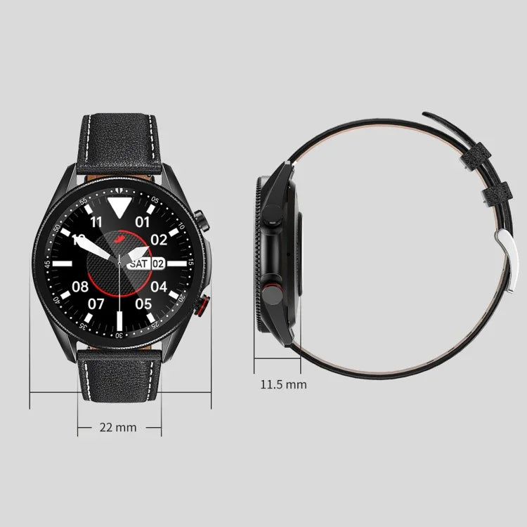 Đồng hồ thông minh chống nước IP67 màn hình màu IPS 1.28 inch M98, Hỗ trợ theo dõi giấc ngủ / đo nhịp tim / gọi Bluetooth, Kiểu: Dây da, Dây da (Bạc), Dây da (Đen)