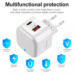Bộ sạc du lịch 20W PD + QC 3.0 hai cổng, phích cắm US, phích cắm EU, phích cắm UK
