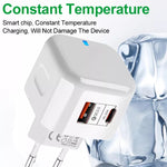 Bộ sạc du lịch 20W PD + QC 3.0 hai cổng, phích cắm US, phích cắm EU, phích cắm UK