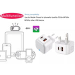 Bộ sạc du lịch 20W PD + QC 3.0 hai cổng, phích cắm US, phích cắm EU, phích cắm UK