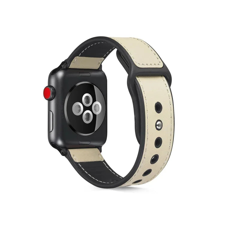 Paste Leather TPU Watchband For Apple Watch Series 6 & SE & 5 & 4 40mm / 3 & 2 & 1 38mm