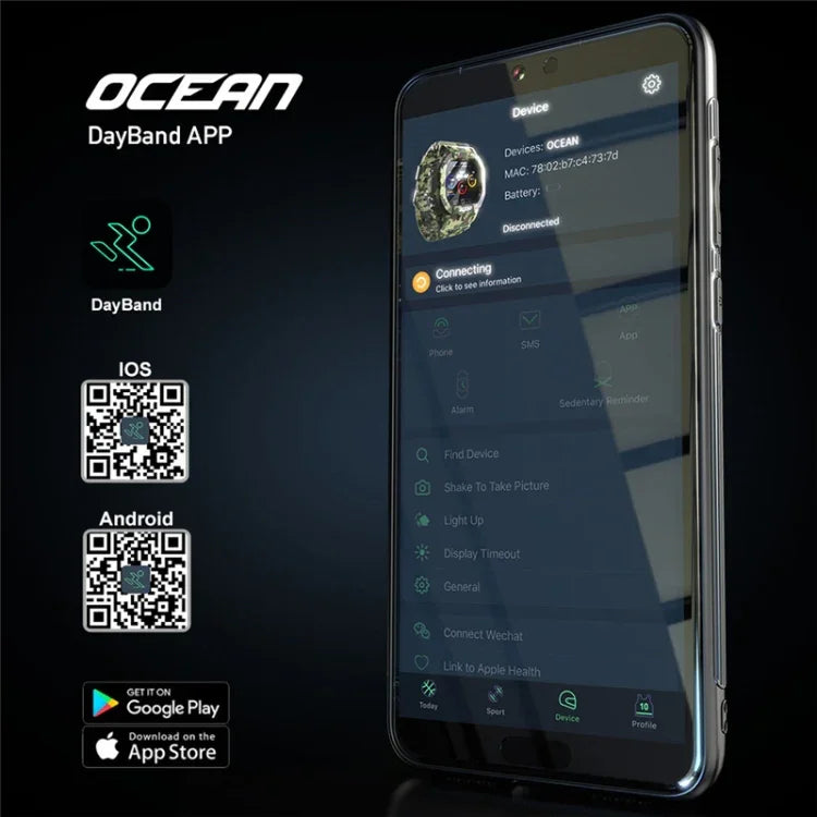 Đồng hồ thông minh Lokmat OCEAN màn hình cảm ứng TFT 1.14 inch IP68 chống nước, Hỗ trợ nhắc thông tin / theo dõi giấc ngủ / ghi chép thể thao