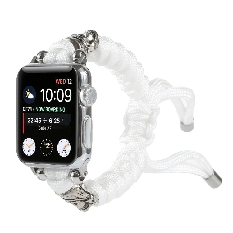 Dây đồng hồ bện dây dù hình đầu lâu, Dành cho Apple Watch Ultra 49mm / Series 8&7 45mm / SE 2&6&SE&5&4 44mm / 3&2&1 42mm, Dành cho Apple Watch Series 8&7 41mm / SE 2&6&SE&5&4 40mm / 3&2&1 38mm