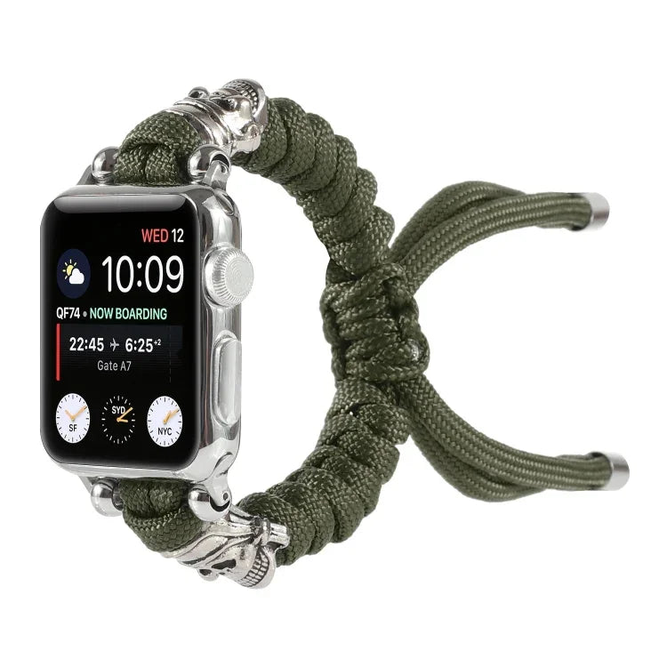 Dây đồng hồ bện dây dù hình đầu lâu, Dành cho Apple Watch Ultra 49mm / Series 8&7 45mm / SE 2&6&SE&5&4 44mm / 3&2&1 42mm, Dành cho Apple Watch Series 8&7 41mm / SE 2&6&SE&5&4 40mm / 3&2&1 38mm