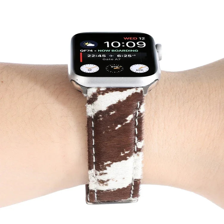 Dây đồng hồ da in họa tiết báo lông ngựa, Dành cho Apple Watch Ultra 49mm / Series 8&7 45mm / SE 2&6&SE&5&4 44mm / 3&2&1 42mm, Dành cho Apple Watch Series 8&7 41mm / SE 2&6&SE&5&4 40mm / 3&2&1 38mm