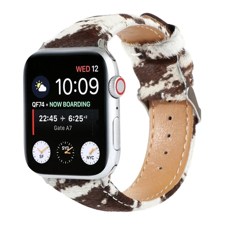 Dây đồng hồ da in họa tiết báo lông ngựa, Dành cho Apple Watch Ultra 49mm / Series 8&7 45mm / SE 2&6&SE&5&4 44mm / 3&2&1 42mm, Dành cho Apple Watch Series 8&7 41mm / SE 2&6&SE&5&4 40mm / 3&2&1 38mm