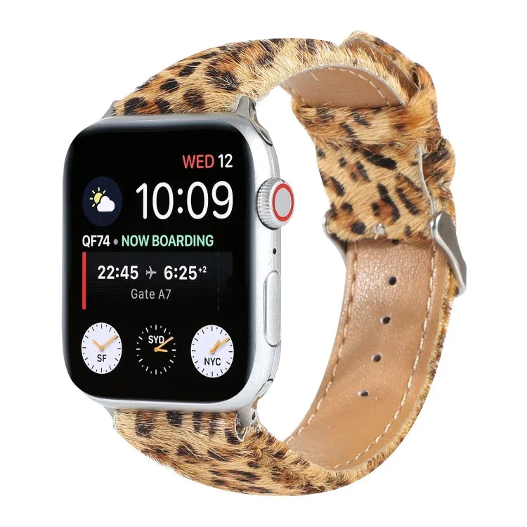 Dây đồng hồ da in họa tiết báo lông ngựa, Dành cho Apple Watch Ultra 49mm / Series 8&7 45mm / SE 2&6&SE&5&4 44mm / 3&2&1 42mm, Dành cho Apple Watch Series 8&7 41mm / SE 2&6&SE&5&4 40mm / 3&2&1 38mm