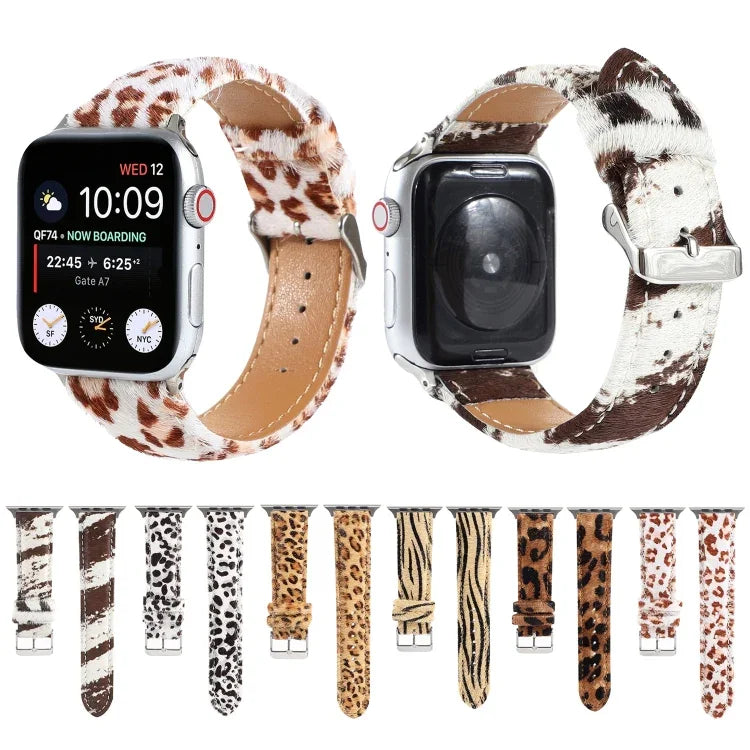 Dây đồng hồ da in họa tiết báo lông ngựa, Dành cho Apple Watch Ultra 49mm / Series 8&7 45mm / SE 2&6&SE&5&4 44mm / 3&2&1 42mm, Dành cho Apple Watch Series 8&7 41mm / SE 2&6&SE&5&4 40mm / 3&2&1 38mm
