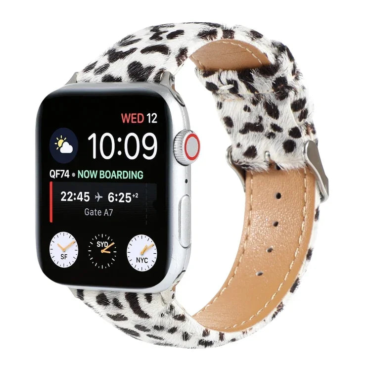 Dây đồng hồ da in họa tiết báo lông ngựa, Dành cho Apple Watch Ultra 49mm / Series 8&7 45mm / SE 2&6&SE&5&4 44mm / 3&2&1 42mm, Dành cho Apple Watch Series 8&7 41mm / SE 2&6&SE&5&4 40mm / 3&2&1 38mm