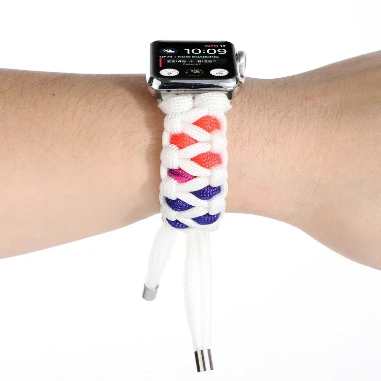 Braided Umbrella Cord Watch Strap, For Apple Watch Ultra 49mm / Series 8&7 45mm / SE 2&6&SE&5&4 44mm / 3&2&1 42mm, For Apple Watch Series 8&7 41mm / SE 2&6&SE&5&4 40mm / 3&2&1 38mm, For Apple Watch Series 7 45mm / 6 & SE & 5 & 4 44mm / 3 & 2 & 1 42mm