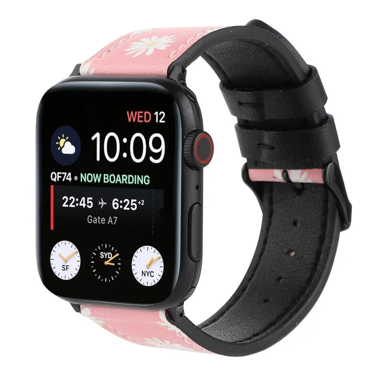 Dây đồng hồ da in họa tiết, Dành cho Apple Watch Series 7 45mm / 6 & SE & 5 & 4 44mm / 3 & 2 & 1 42mm, Dành cho Apple Watch Series 8&7 41mm / SE 2&6&SE&5&4 40mm / 3&2&1 38mm, Dành cho Apple Watch PSeries 7 41mm / 6 & SE & 5 & 4 40mm / 3 & 2 & 1 38mm