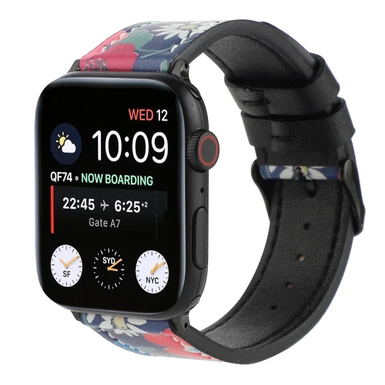 Dây đồng hồ da in họa tiết, Dành cho Apple Watch Series 7 45mm / 6 & SE & 5 & 4 44mm / 3 & 2 & 1 42mm, Dành cho Apple Watch Series 8&7 41mm / SE 2&6&SE&5&4 40mm / 3&2&1 38mm, Dành cho Apple Watch PSeries 7 41mm / 6 & SE & 5 & 4 40mm / 3 & 2 & 1 38mm