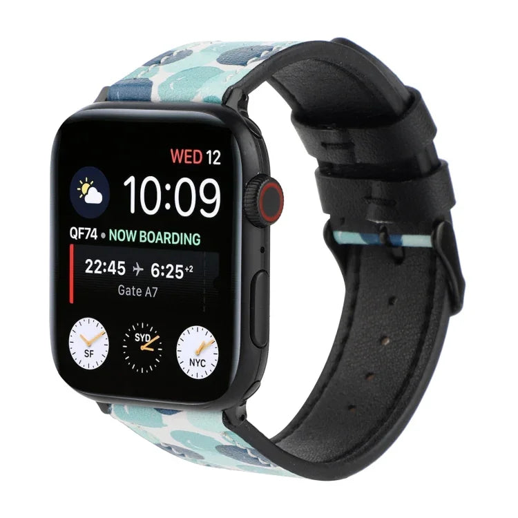 Dây đồng hồ da in họa tiết, Dành cho Apple Watch Series 7 45mm / 6 & SE & 5 & 4 44mm / 3 & 2 & 1 42mm, Dành cho Apple Watch Series 8&7 41mm / SE 2&6&SE&5&4 40mm / 3&2&1 38mm, Dành cho Apple Watch PSeries 7 41mm / 6 & SE & 5 & 4 40mm / 3 & 2 & 1 38mm