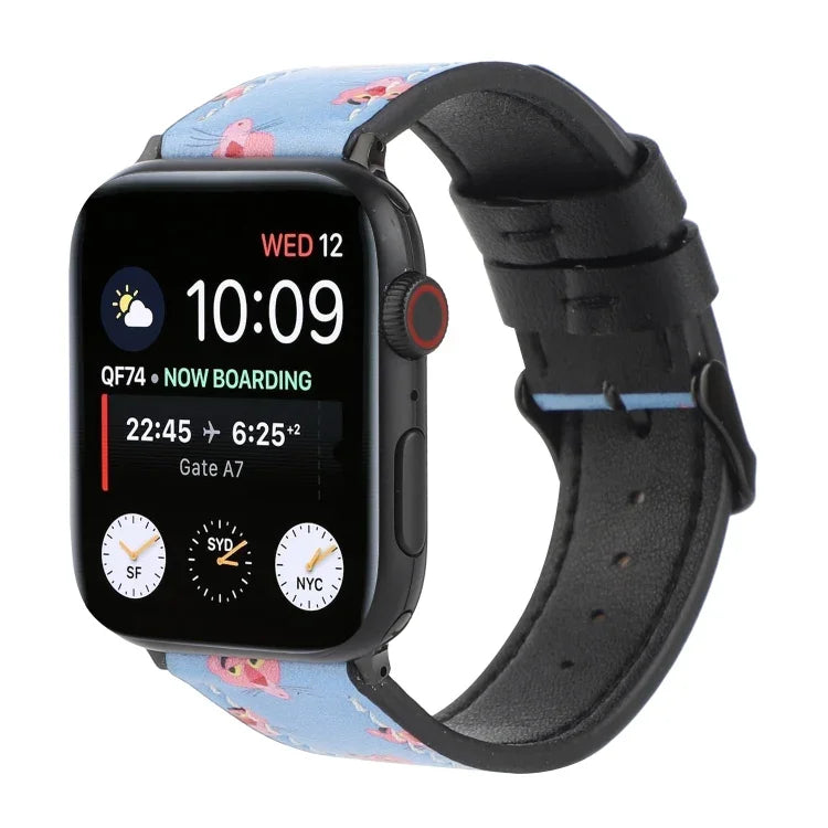 Dây đồng hồ da in họa tiết, Dành cho Apple Watch Series 7 45mm / 6 & SE & 5 & 4 44mm / 3 & 2 & 1 42mm, Dành cho Apple Watch Series 8&7 41mm / SE 2&6&SE&5&4 40mm / 3&2&1 38mm, Dành cho Apple Watch PSeries 7 41mm / 6 & SE & 5 & 4 40mm / 3 & 2 & 1 38mm