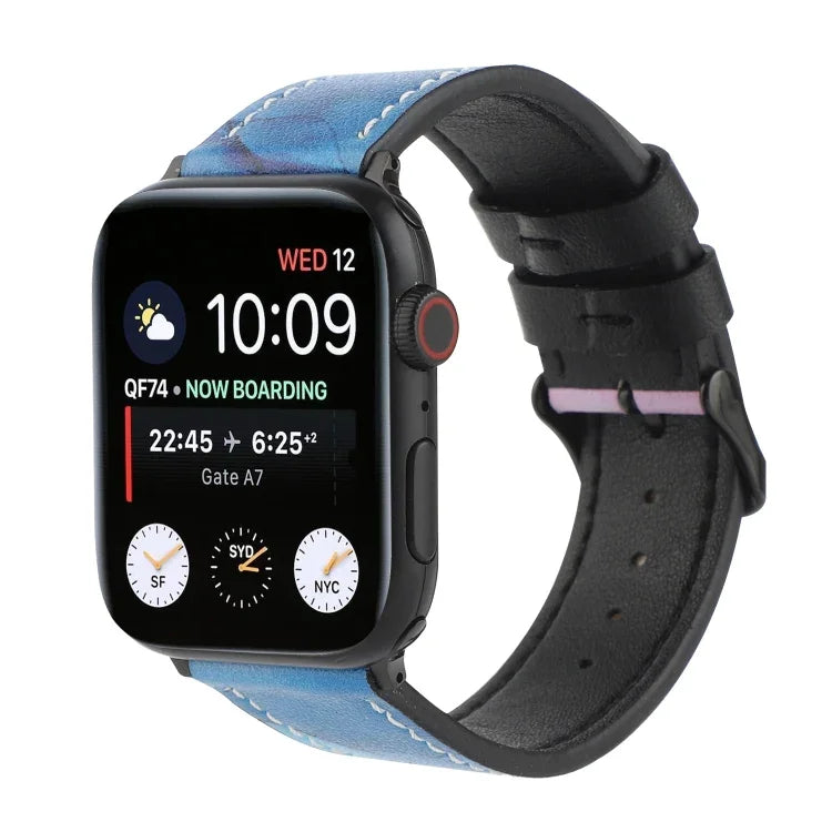 Dây đồng hồ da in họa tiết, Dành cho Apple Watch Series 7 45mm / 6 & SE & 5 & 4 44mm / 3 & 2 & 1 42mm, Dành cho Apple Watch Series 8&7 41mm / SE 2&6&SE&5&4 40mm / 3&2&1 38mm, Dành cho Apple Watch PSeries 7 41mm / 6 & SE & 5 & 4 40mm / 3 & 2 & 1 38mm
