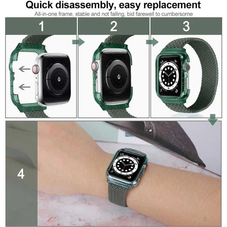Dây đeo tay thay thế dệt có khung cho Apple Watch Series 6 & SE & 5 & 4 40mm / 3 & 2 & 1 38mm, 128mm, 135mm, 140mm, 145mm, 150mm, 155mm