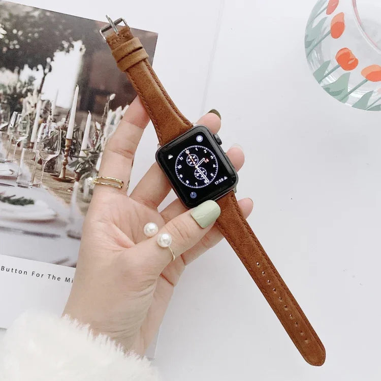 Dây đồng hồ da hai mặt nhỏ xinh thay thế cho Apple Watch Series 6 & SE & 5 & 4 40mm / 3 & 2 & 1 38mm