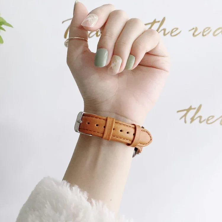 Small Pretty Waist Double-sided Leather Replacement Watchbands For Apple Watch Series 6 & SE & 5 & 4 40mm / 3 & 2 & 1 38mm
