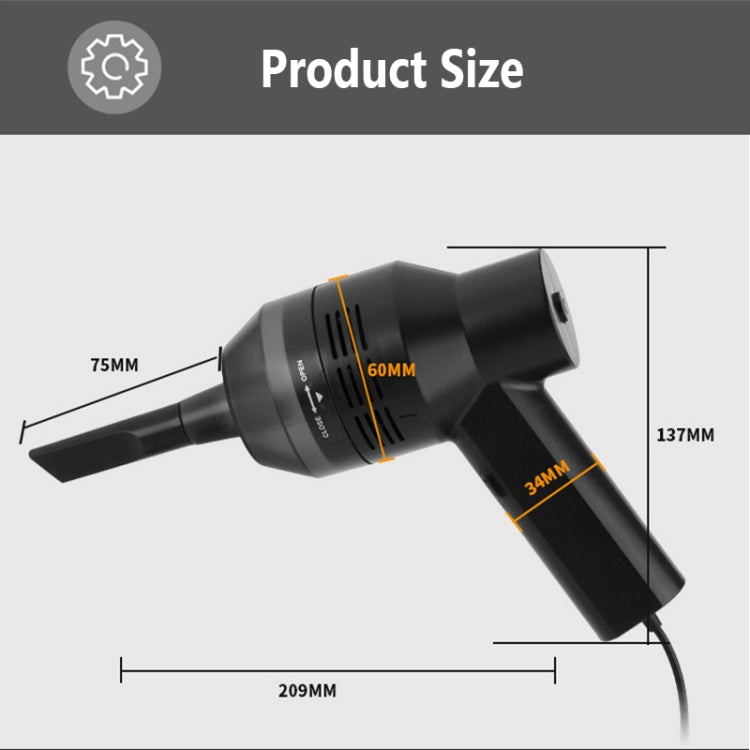 Máy hút bụi mini cầm tay dùng trong gia đình và ô tô, sạc USB, model HK-6019D