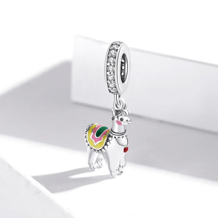 Mặt dây chuyền alpaca dễ thương bạc S925 tự làm vòng tay dây chuyền, alpaca dễ thương