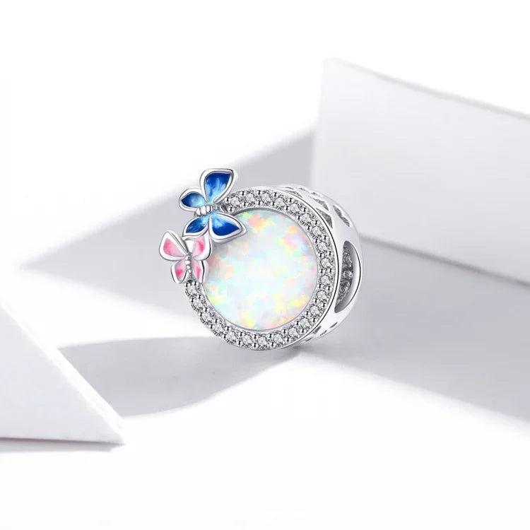 Hạt bạc S925 Sterling hình bướm mùa xuân phụ kiện vòng tay vòng cổ tự làm, Bướm mùa xuân