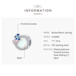 Hạt bạc S925 Sterling hình bướm mùa xuân phụ kiện vòng tay vòng cổ tự làm, Bướm mùa xuân