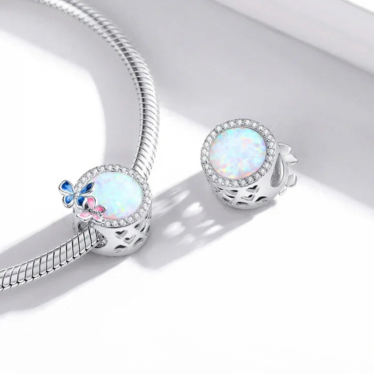 Hạt bạc S925 Sterling hình bướm mùa xuân phụ kiện vòng tay vòng cổ tự làm, Bướm mùa xuân