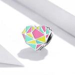 Hạt bạc S925 Sterling hình trái tim hình học phụ kiện vòng tay vòng cổ tự làm, Trái tim hình học
