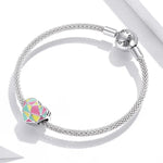 Hạt bạc S925 Sterling hình trái tim hình học phụ kiện vòng tay vòng cổ tự làm, Trái tim hình học