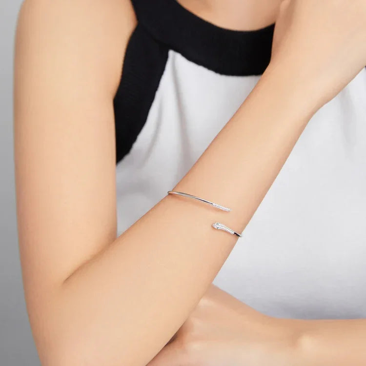 Vòng tay mở hình rắn bằng bạc S925 cho nữ, trang sức hình rắn
