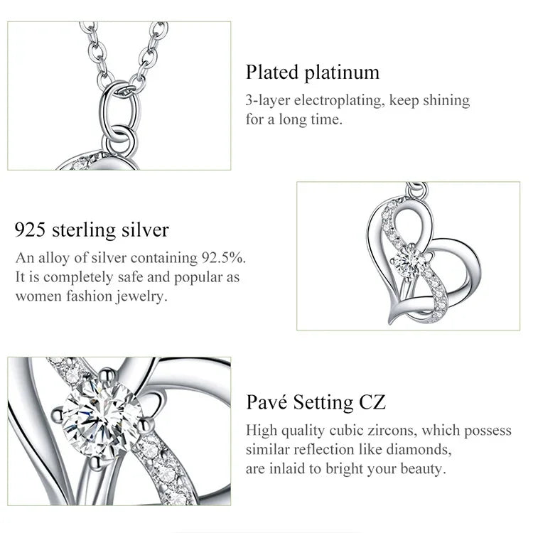 Dây chuyền nữ bạc S925 Sterling hình trái tim trao gửi, Trái tim trao gửi