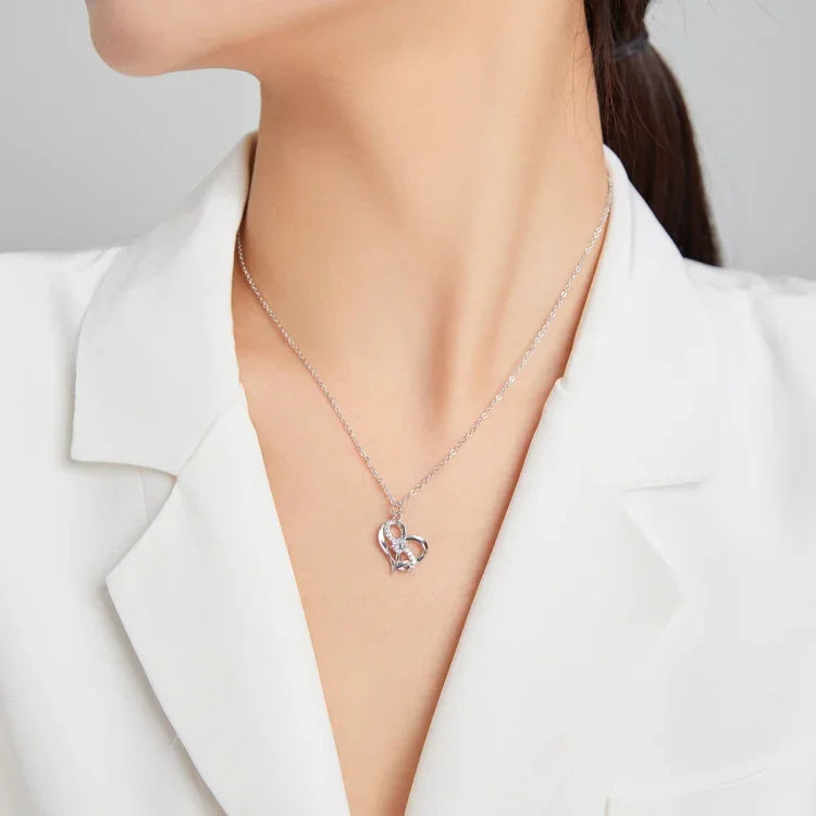 Dây chuyền nữ bạc S925 Sterling hình trái tim trao gửi, Trái tim trao gửi