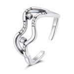 Nhẫn nữ bạc S925 Sterling hình dải ngân hà và sao mở, Dải ngân hà và sao