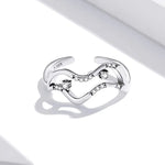 Nhẫn nữ bạc S925 Sterling hình dải ngân hà và sao mở, Dải ngân hà và sao