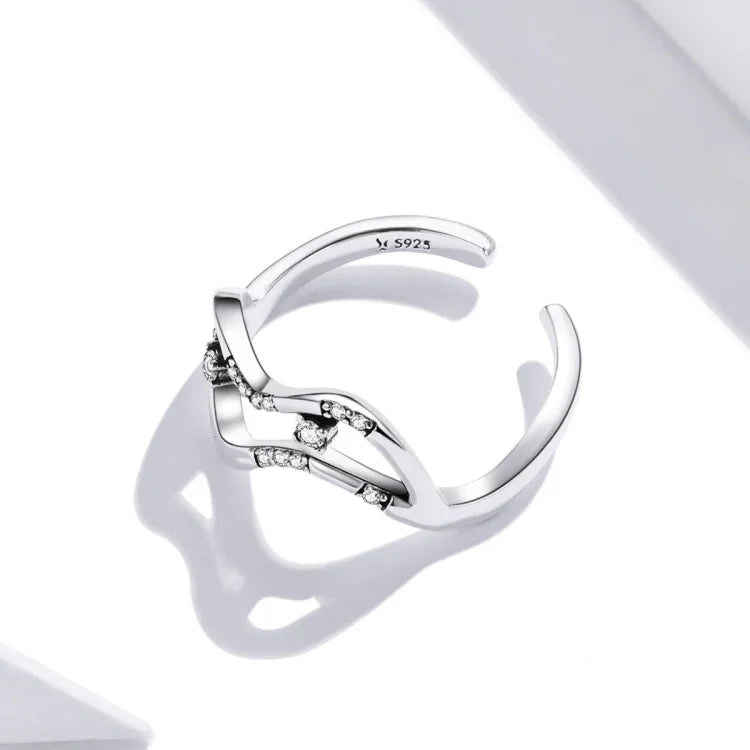 Nhẫn nữ bạc S925 Sterling hình dải ngân hà và sao mở, Dải ngân hà và sao