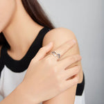 Nhẫn nữ bạc S925 Sterling hình dải ngân hà và sao mở, Dải ngân hà và sao