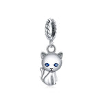 Mặt dây chuyền bạc S925 Sterling hình mèo dễ thương phụ kiện vòng tay vòng cổ tự làm, Mèo