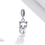Mặt dây chuyền bạc S925 Sterling hình mèo dễ thương phụ kiện vòng tay vòng cổ tự làm, Mèo