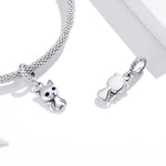 Mặt dây chuyền bạc S925 Sterling hình mèo dễ thương phụ kiện vòng tay vòng cổ tự làm, Mèo