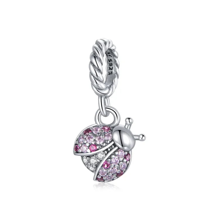Mặt dây chuyền bạc S925 Sterling hình bọ rùa phụ kiện vòng tay vòng cổ tự làm, Bọ rùa