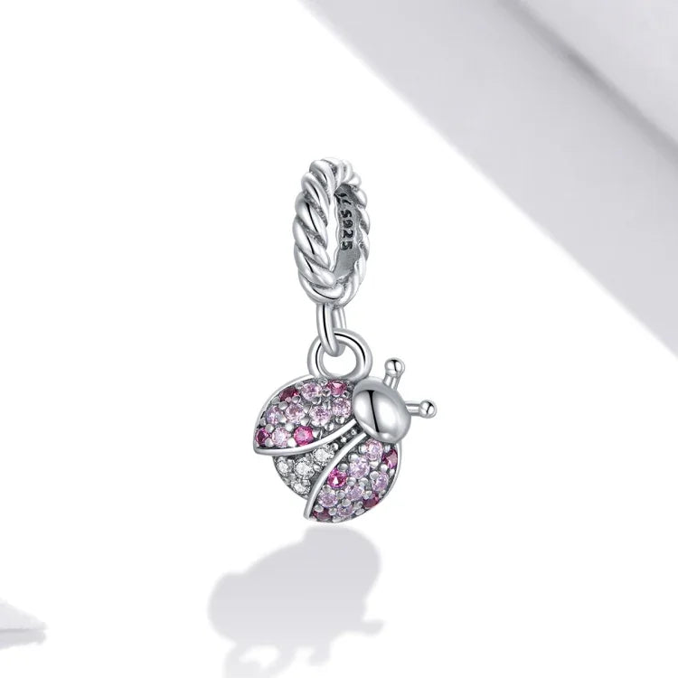 Mặt dây chuyền bạc S925 Sterling hình bọ rùa phụ kiện vòng tay vòng cổ tự làm, Bọ rùa
