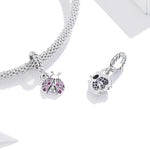 Mặt dây chuyền bạc S925 Sterling hình bọ rùa phụ kiện vòng tay vòng cổ tự làm, Bọ rùa