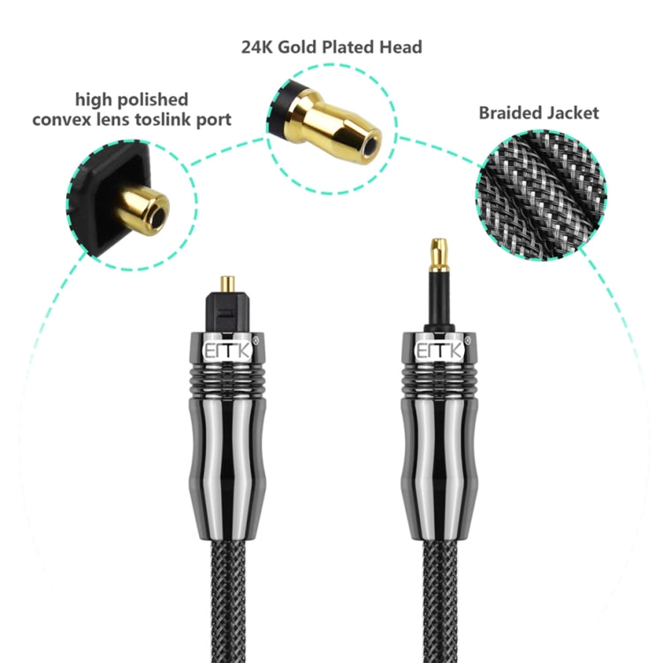 Cáp âm thanh quang kỹ thuật số EMK OD1.0mm Toslink 3.5mm sang Mini Toslink, dài 1m, 1.5m, 2m, 3m, 5m